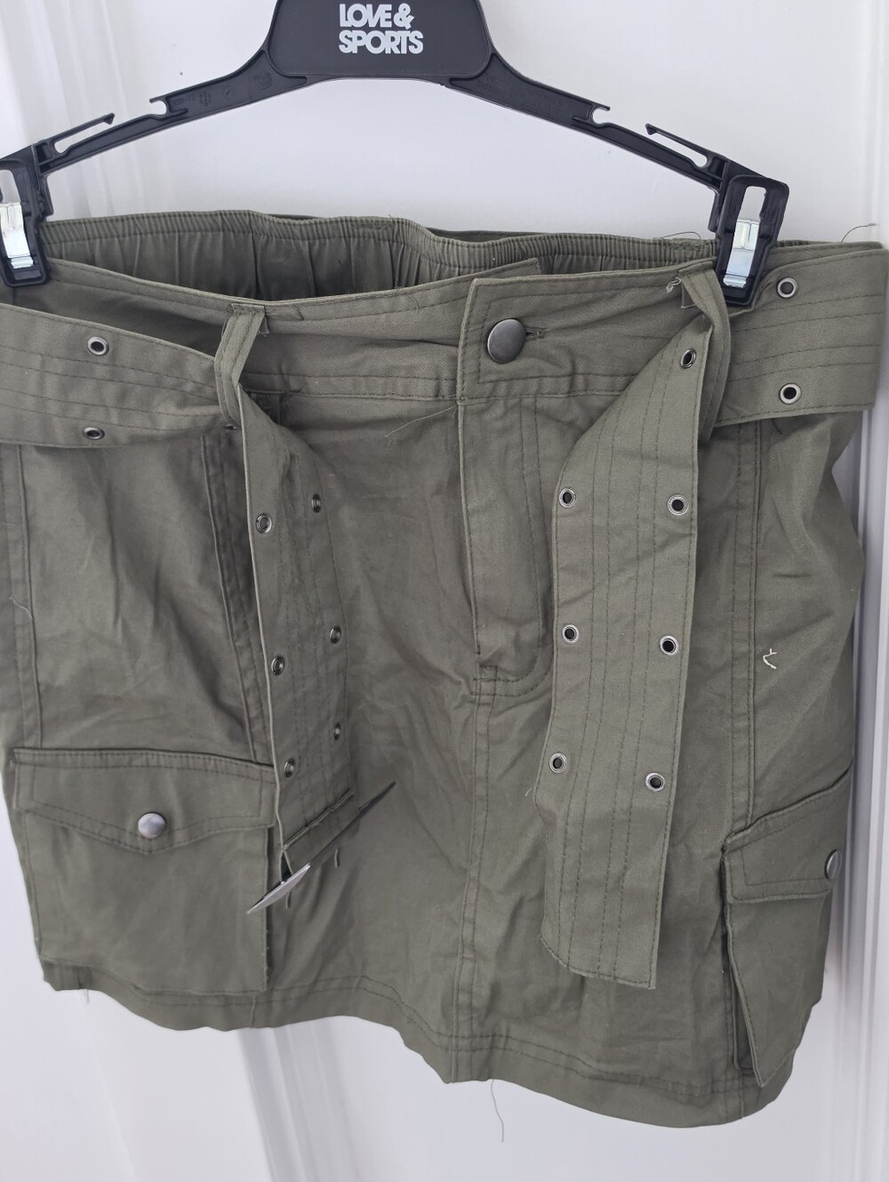Charlotte Russe Olive Green Cargo Skirt with Belt Detail